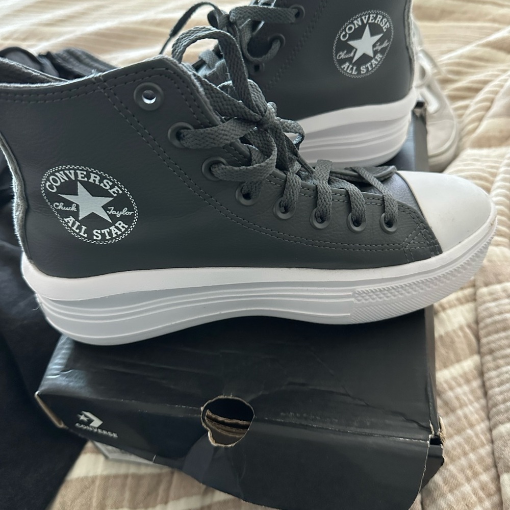 Converse Chuck Taylor All Star High Top Sneakers in Charcoal Gray and White